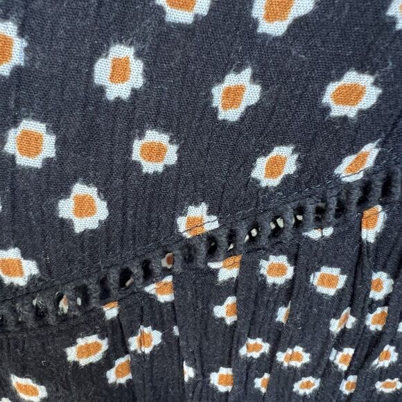 Amuse Society A Line Mini Dress Long Flare Slv Sz L Black Little Floral Boho - Picture 6 of 8